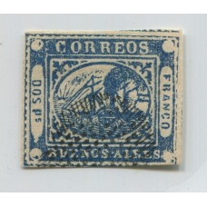 ARGENTINA 1858 GJ 05 BARQUITO ESTAMPILLA USADA MUY FRESCO Y BONITO EJEMPLAR U$ 165